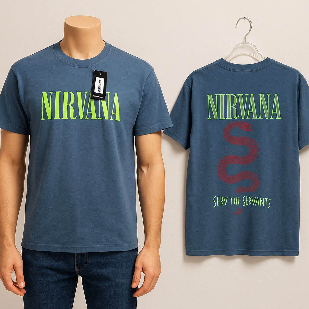 756 Nirvana Blue Tee With Green Logo
